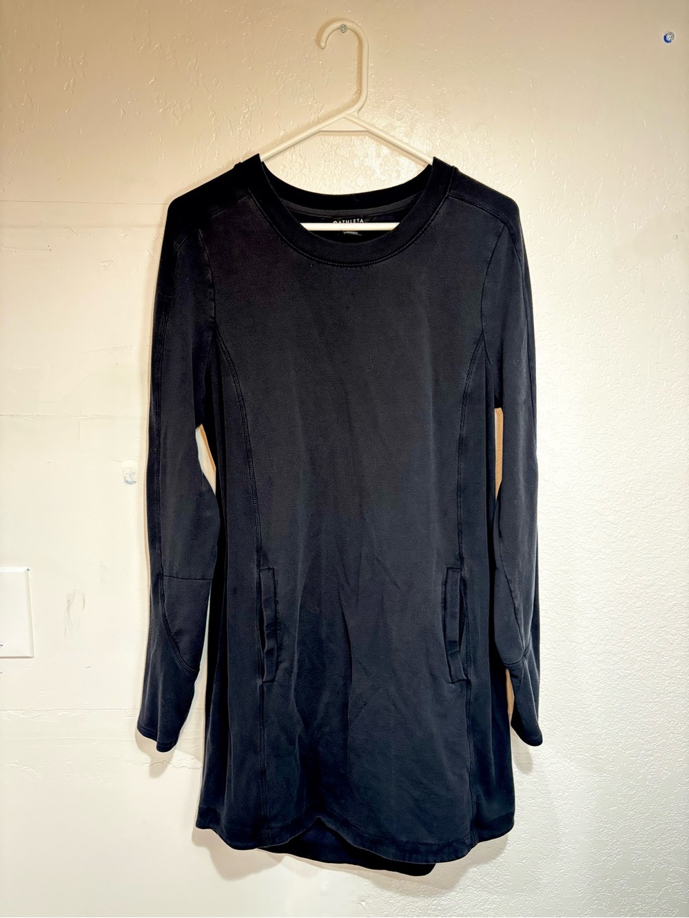 Athleta Balance Dress Black Long Sleeve Sweatshirt Dress Medium